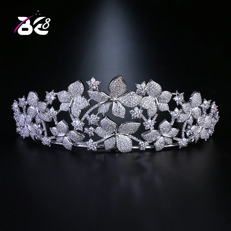 Be 8 Shiny Flower Shape AAA Cubic Zirconia Tiara and Crowns Wedding Hair Jewelry for Women&ampGirls Accessories H104 | Украшения и