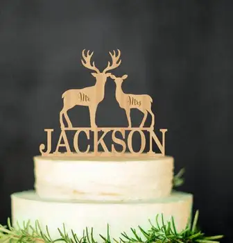 

customize Silhouette Mr&Mrs Doe and Buck engraved rustic hungting is over Wedding wooden Cake Toppers engagement party decor