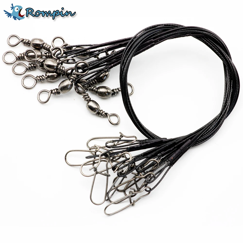 rompin 10pcs/bag 45LB fishing wire leader 6" 9" 12" Black Fishing Line Trace Swivel Snap Spinner Shark
rompin 10pcs/bag 45LB fishing wire leader 6" 9" 12" Black Fishing Line Trace Swivel Snap Spinner Shark