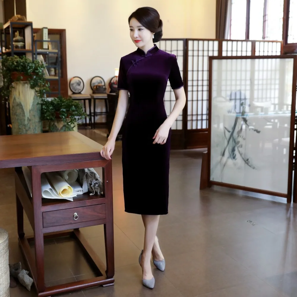 Vintage Solid Purple Chinese Women's Short Velvet Dress Cheongsam QiPao Evening Dress Sexy Qipao S--3XL
Vintage Solid Purple Chinese Women's Short Velvet Dress Cheongsam QiPao Evening Dress Sexy Qipao S--3XL