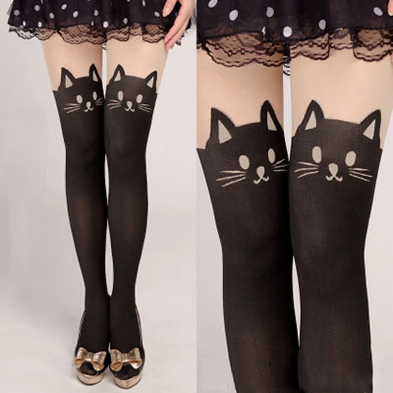 New Fashion Tall Girls Cartoon Fake Pantyhose Wild Child Stitching Bottoming Barreled Stretch Tights Cat Print Stockings
New Fashion Tall Girls Cartoon Fake Pantyhose Wild Child Stitching Bottoming Barreled Stretch Tights Cat Print Stockings