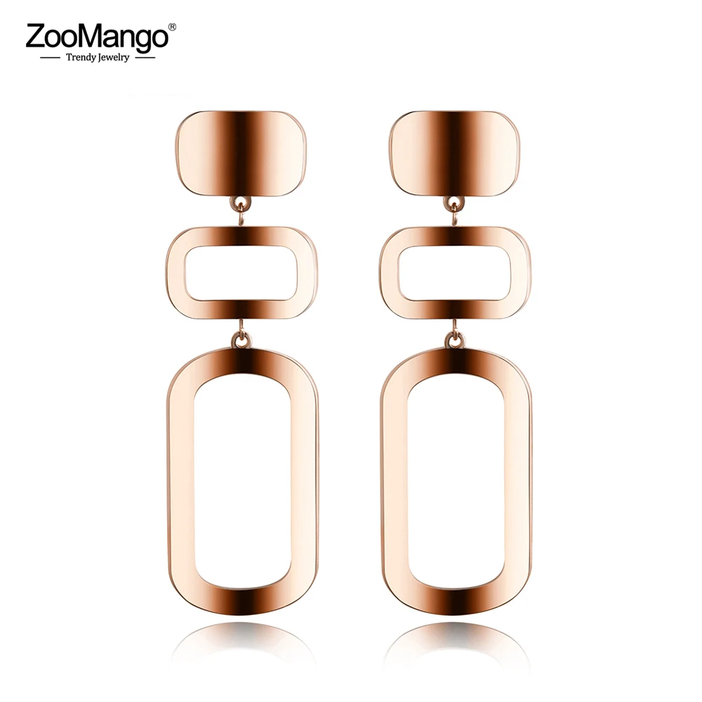 ZooMango Fashion Geometry Rectangle Long Dangle Earrings Rose Gold Hollow Stainless Steel Jewelry For Women Party Gifts ZE18063
ZooMango Fashion Geometry Rectangle Long Dangle Earrings Rose Gold Hollow Stainless Steel Jewelry For Women Party Gifts ZE18063