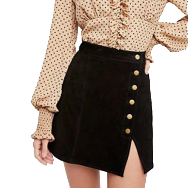 Brown high waisted side slit mini faux suede skirts for women ladies autumn vintage black slim fit asymmetric button up skirts
Brown high waisted side slit mini faux suede skirts for women ladies autumn vintage black slim fit asymmetric button up skirts