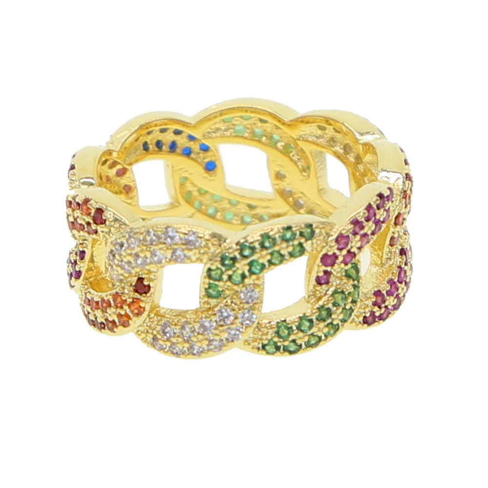 Hot new rock fashion link chain rings cuban punk gold color micro pave rainbow bright cz women men wedding engagement jewelry
Hot new rock fashion link chain rings cuban punk gold color micro pave rainbow bright cz women men wedding engagement jewelry