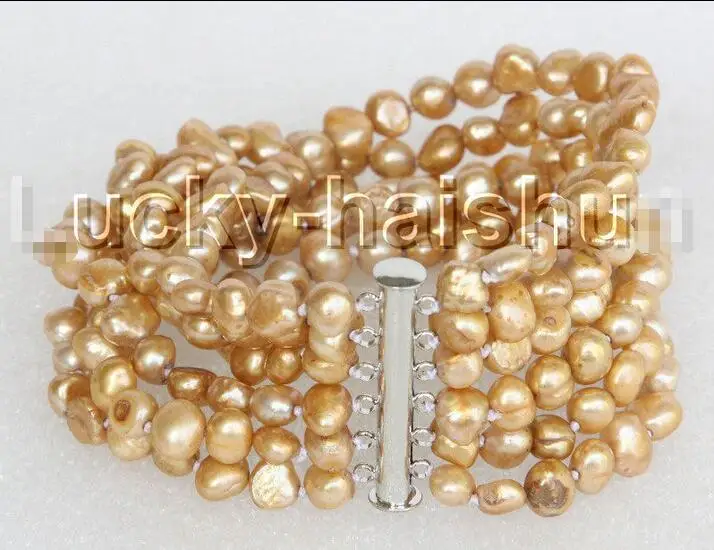Wholesale price 16new ^^^^^^^8" 8mm 6row Baroque champagne pearls bracelet magnet clasp j11129
Wholesale price 16new ^^^^^^^8" 8mm 6row Baroque champagne pearls bracelet magnet clasp j11129