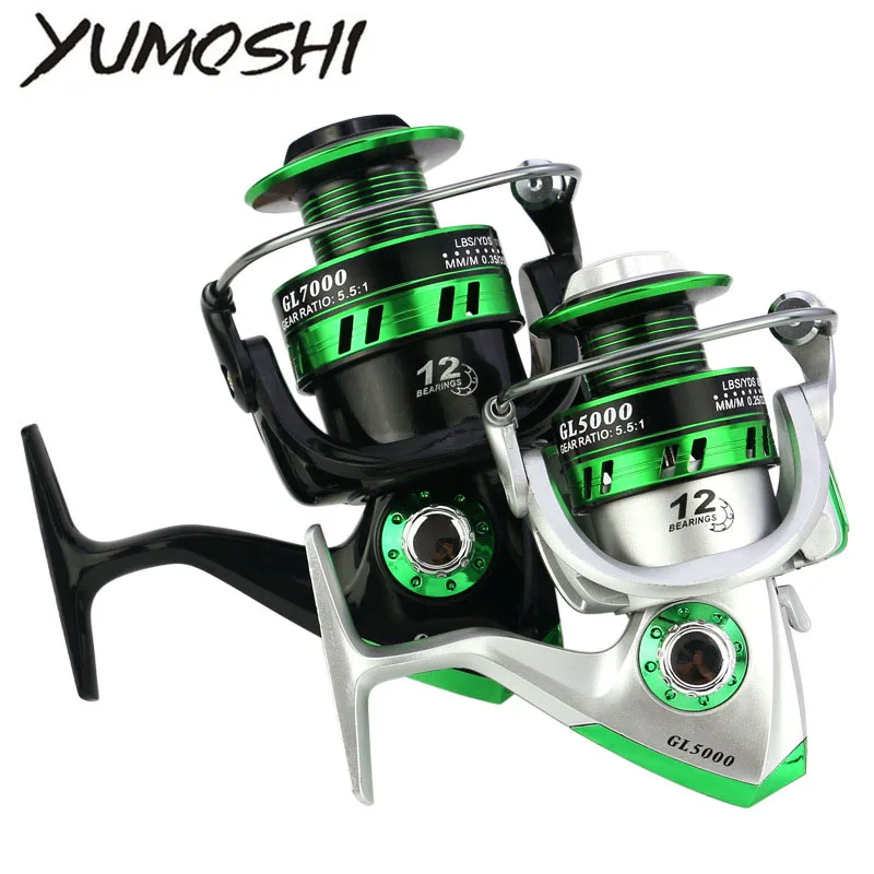yumoshi 2019 series spinning fishing reel 5.5:1 12BB reel drag rock boat wheel pesca Sea lure fishing reels GL 2000-7000 series
yumoshi 2019 series spinning fishing reel 5.5:1 12BB reel drag rock boat wheel pesca Sea lure fishing reels GL 2000-7000 series