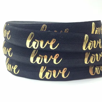 Good Quality Gold LOVE Print Fold Over Elastic 5/8" Girls Hair Tie FOE Ribbon Black 10 yards for Headband Bracelet DIY Headwear
Good Quality Gold LOVE Print Fold Over Elastic 5/8" Girls Hair Tie FOE Ribbon Black 10 yards for Headband Bracelet DIY Headwear