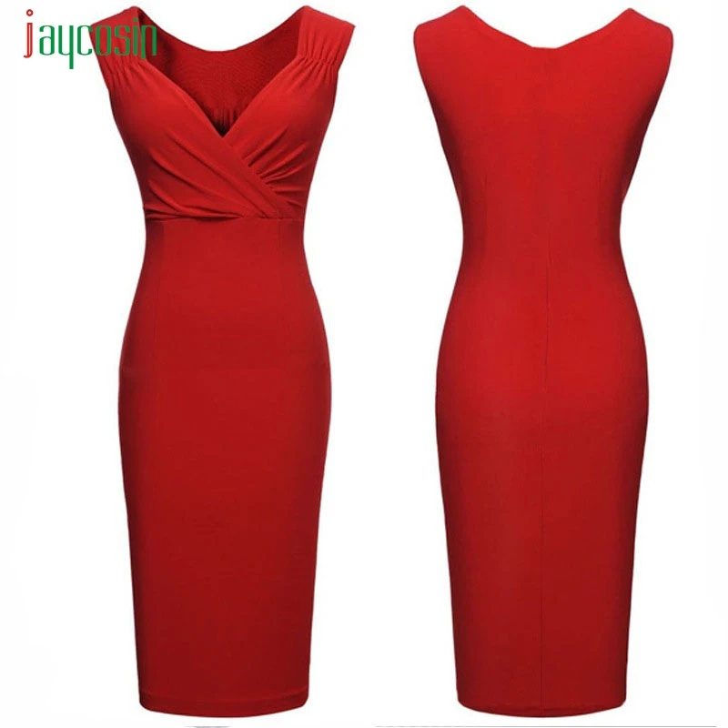 Jaycosin Women's Sheath Solid Casual Red Dresses For Ladies Sleeveless Casual Dress V Neck Bodycon Pencil Vestidos De Festa
Jaycosin Women's Sheath Solid Casual Red Dresses For Ladies Sleeveless Casual Dress V Neck Bodycon Pencil Vestidos De Festa
