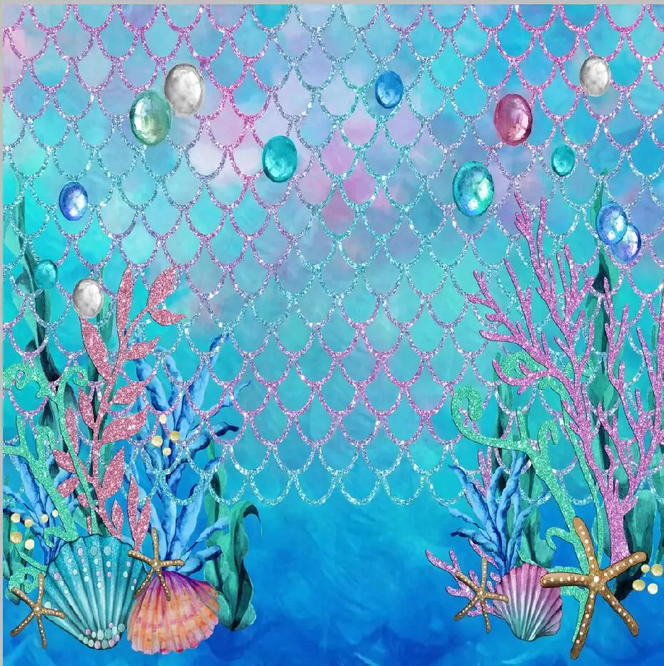 8x8FT Under Sea Party Mermaid Scales Coral Shell Balls Custom Photo Studio Backgrounds Backdrops Vinyl 240cm x 240cm
8x8FT Under Sea Party Mermaid Scales Coral Shell Balls Custom Photo Studio Backgrounds Backdrops Vinyl 240cm x 240cm
