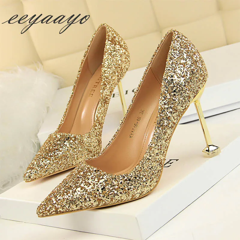 2019 New Spring/Autumn Women Pumps High Thin Metal Heel Pointed Toe Sexy Ladies Bling Bridal Wedding Women Shoes Gold High Heels
2019 New Spring/Autumn Women Pumps High Thin Metal Heel Pointed Toe Sexy Ladies Bling Bridal Wedding Women Shoes Gold High Heels