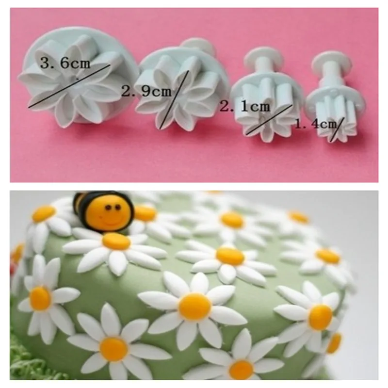 4Pcs/Set New Daisy Flower Cookie Sunflower Plunger Cutter Sugarcraft Fondant Cake Tool Christmas Cake Decorating Tools
4Pcs/Set New Daisy Flower Cookie Sunflower Plunger Cutter Sugarcraft Fondant Cake Tool Christmas Cake Decorating Tools