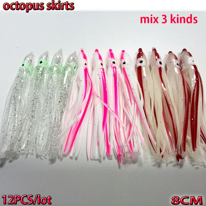 2019 mix 3 kinds fishing squid octopus jig fishing octopus skirts length is 8CM number:12pcs/lot
2019 mix 3 kinds fishing squid octopus jig fishing octopus skirts length is 8CM number:12pcs/lot