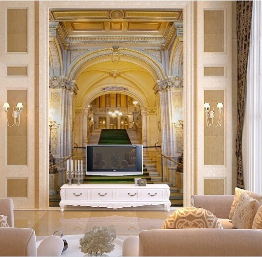 

Can be customized home decoration large mural art 3d wallpaper Tv sofa background European-style luxury palace corridor vintage