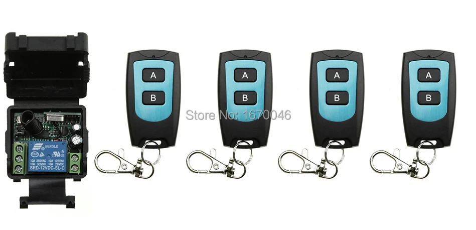 Wireless RF Remote Control Switch DC 12V 10A 1CH 4 Transmitter + 1 Receiver Access/door System /lamp/ window
Wireless RF Remote Control Switch DC 12V 10A 1CH 4 Transmitter + 1 Receiver Access/door System /lamp/ window