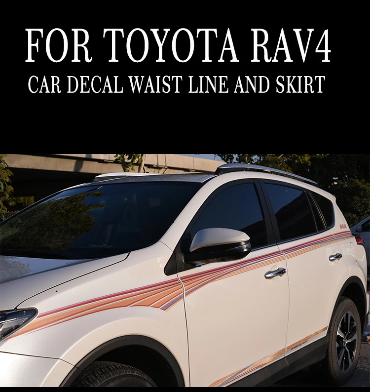 car stickers side door waist line Screen printing graphic vinyl car accessories modified decals stickers custom for toyota RAV4
car stickers side door waist line Screen printing graphic vinyl car accessories modified decals stickers custom for toyota RAV4