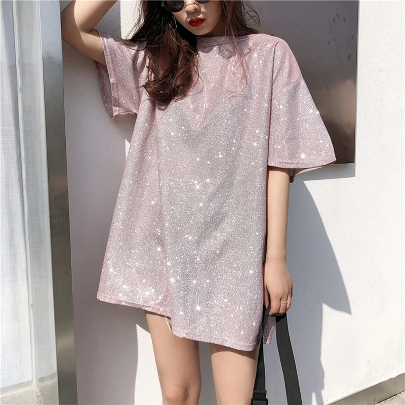 Vetemen Femme Bling T Shirts 2019 Korean Women Tshirt Fashion Summer Short Sleeve O Neck Causal Loose Solid Tees Tops Oversized
Vetemen Femme Bling T Shirts 2019 Korean Women Tshirt Fashion Summer Short Sleeve O Neck Causal Loose Solid Tees Tops Oversized