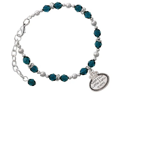 Keep Calm Little Sister is Here Navy Blue Beaded Bracelet