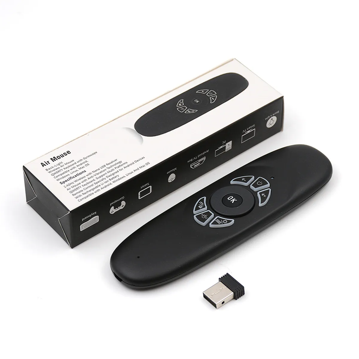 3-color backlight wireless remote control C120 RGB flying mouse backlight keyboard rechargeable 2.4G smart remote control TV box
3-color backlight wireless remote control C120 RGB flying mouse backlight keyboard rechargeable 2.4G smart remote control TV box