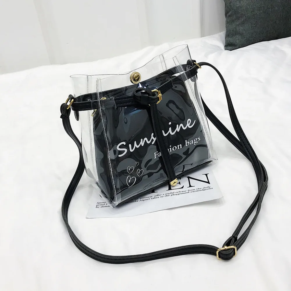 2019 Women Summer Small Bag Transparent Inner Pocket Solid Jelly Bag Wild Simple Shoulder Bag Set 2pcs Messenger Women's Bags
2019 Women Summer Small Bag Transparent Inner Pocket Solid Jelly Bag Wild Simple Shoulder Bag Set 2pcs Messenger Women's Bags