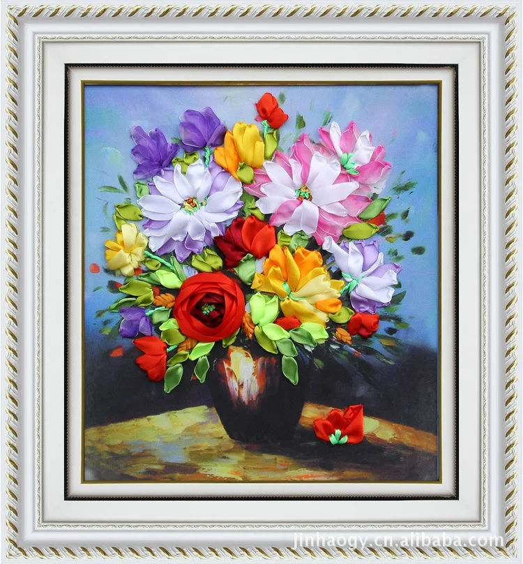 blooming Flower vase set 3D Ribbon embroidery kit satin silk painting handcraft kit DIY handmade needlework art office home dec
blooming Flower vase set 3D Ribbon embroidery kit satin silk painting handcraft kit DIY handmade needlework art office home dec