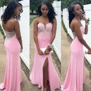 Robe De Soiree Pink Beading Crystal Mermaid Prom Gown Long Side Split Wedding Party Dress Vestidos De Novia Custom Made
Robe De Soiree Pink Beading Crystal Mermaid Prom Gown Long Side Split Wedding Party Dress Vestidos De Novia Custom Made