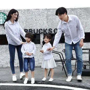 Family Matching Clothes Dad Son Long Sleeve White Shirt Mother Daughter Girl Turn-Down Collar Blouse Family Solid Color Clothing
Family Matching Clothes Dad Son Long Sleeve White Shirt Mother Daughter Girl Turn-Down Collar Blouse Family Solid Color Clothing
