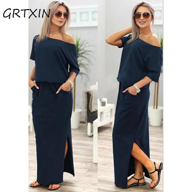 2018 Sexy Summer Women Boho Maxi Dress Short Sleeve Side Slit Loose Evening Party Long Beach Dress with Pocket Vestidos
2018 Sexy Summer Women Boho Maxi Dress Short Sleeve Side Slit Loose Evening Party Long Beach Dress with Pocket Vestidos