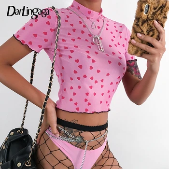 Darlingaga Casual pink sweet mesh top t-shirt women heart print transparent 2020 summer t shirt short sleeve crop tops clothing 
Darlingaga Casual pink sweet mesh top t-shirt women heart print transparent 2020 summer t shirt short sleeve crop tops clothing