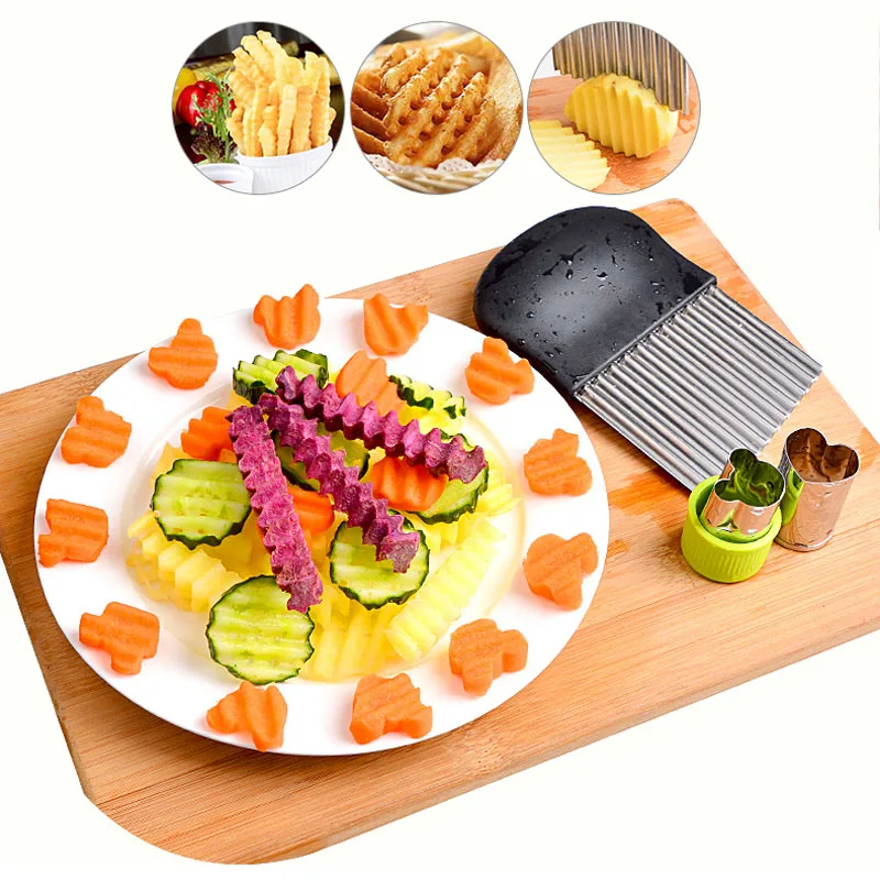 High Quality Stainless Steel Potato Wavy Edged Cutter Knife Gadget Vegetable Fruit Potato Cutter Peeler Cooking Tools
High Quality Stainless Steel Potato Wavy Edged Cutter Knife Gadget Vegetable Fruit Potato Cutter Peeler Cooking Tools