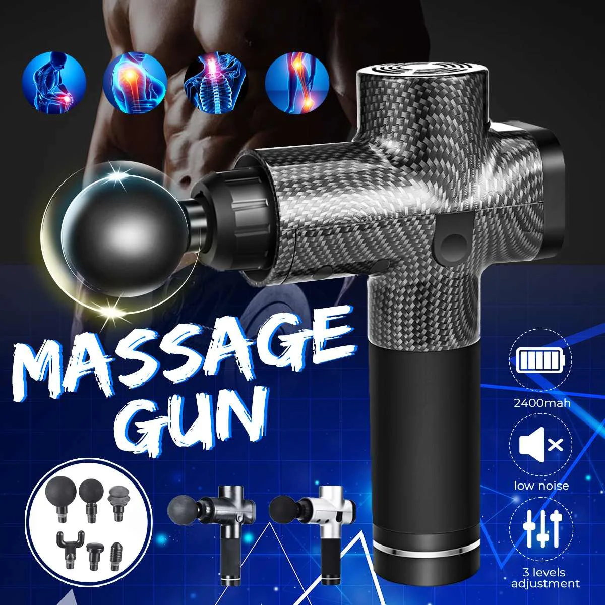 Portable Electronic Therapy Muscle Massage Gun High Frequency Vibration Massage Theragun Body Relaxation Pain Relief Massager
Portable Electronic Therapy Muscle Massage Gun High Frequency Vibration Massage Theragun Body Relaxation Pain Relief Massager