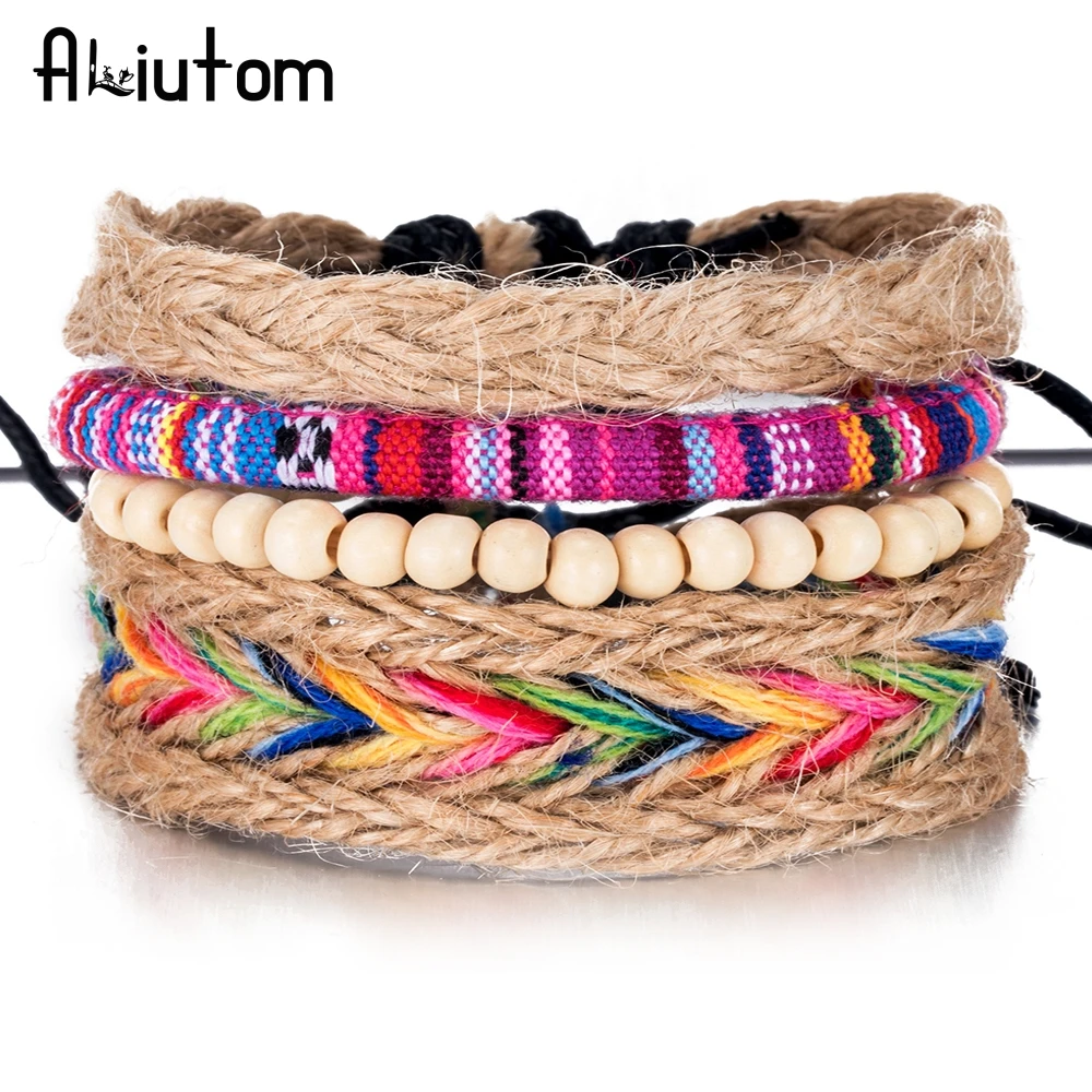ALIUTOM 4PCS/Set Colorful Beaded Multilayer Handmade Hemp Rope Woven Bracelets Hippy Boho Embroidery Cotton Friendship Bracelets
ALIUTOM 4PCS/Set Colorful Beaded Multilayer Handmade Hemp Rope Woven Bracelets Hippy Boho Embroidery Cotton Friendship Bracelets