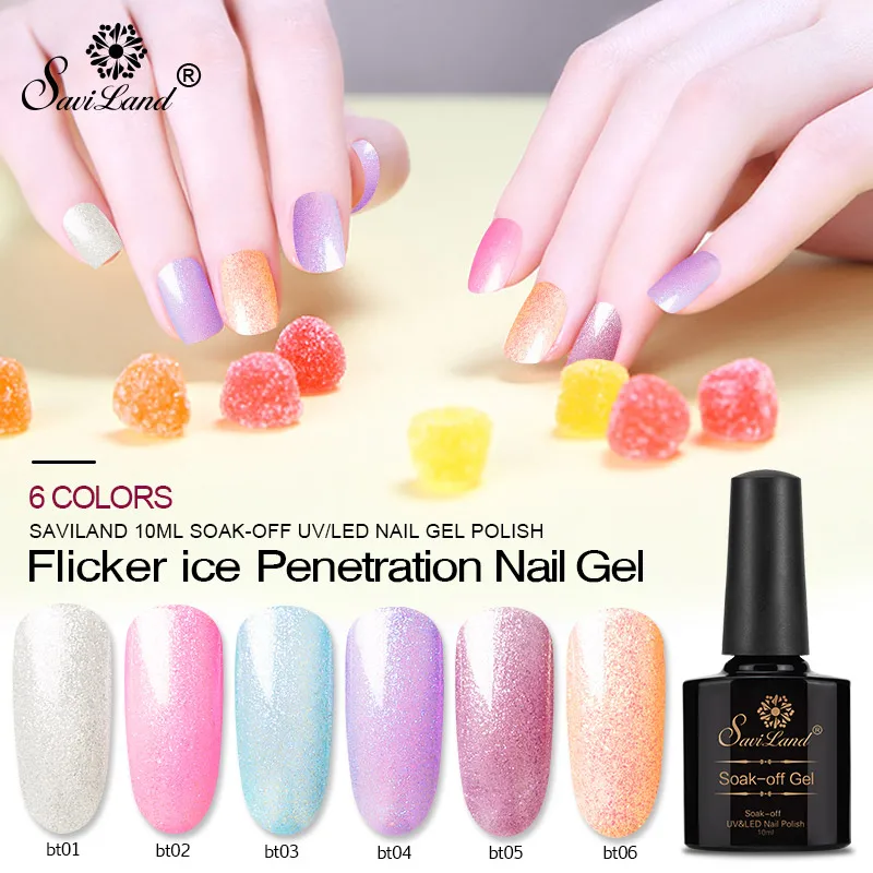 Saviland Hybird Glitter Flicker Ice Penetration Nail Gel Polish Summer Sweet Colors Super Shining UV LED Nail Art Gel Varnish
Saviland Hybird Glitter Flicker Ice Penetration Nail Gel Polish Summer Sweet Colors Super Shining UV LED Nail Art Gel Varnish