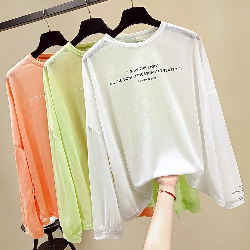 Loose Long sleeve T-shirt Women Tops Sunscreen Solid Tshirt Female Tee Shirt Beach Style Casual Korean T Shirt Femme 2019 Summer
Loose Long sleeve T-shirt Women Tops Sunscreen Solid Tshirt Female Tee Shirt Beach Style Casual Korean T Shirt Femme 2019 Summer