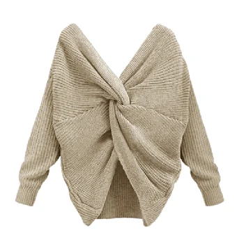 Knotted Back V-Neck Twisted Back Sweater Women Jumpers Pullovers Casual Tops Long Full Sleeve Sweaters Women's Clothing
Knotted Back V-Neck Twisted Back Sweater Women Jumpers Pullovers Casual Tops Long Full Sleeve Sweaters Women's Clothing