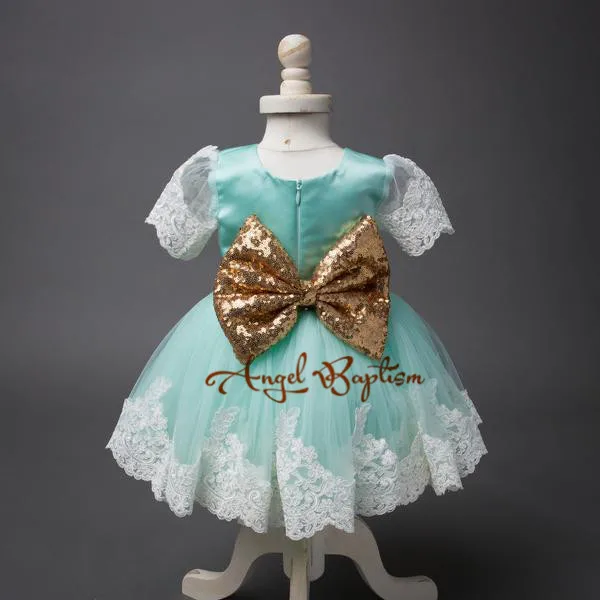 Lovely Mint sheer lace short knee length flower girl dresses baby infant 1st birthday outfit toddler dress sequin sash with bow
Lovely Mint sheer lace short knee length flower girl dresses baby infant 1st birthday outfit toddler dress sequin sash with bow