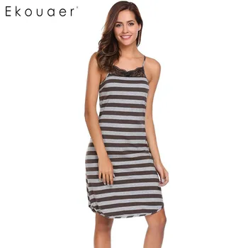 Ekouaer Sexy Striped Nightwear Summer Sleeveless Slim Lace Patchwork Nightgown Women Casual Sleepwear Female Home Clothing
Ekouaer Sexy Striped Nightwear Summer Sleeveless Slim Lace Patchwork Nightgown Women Casual Sleepwear Female Home Clothing