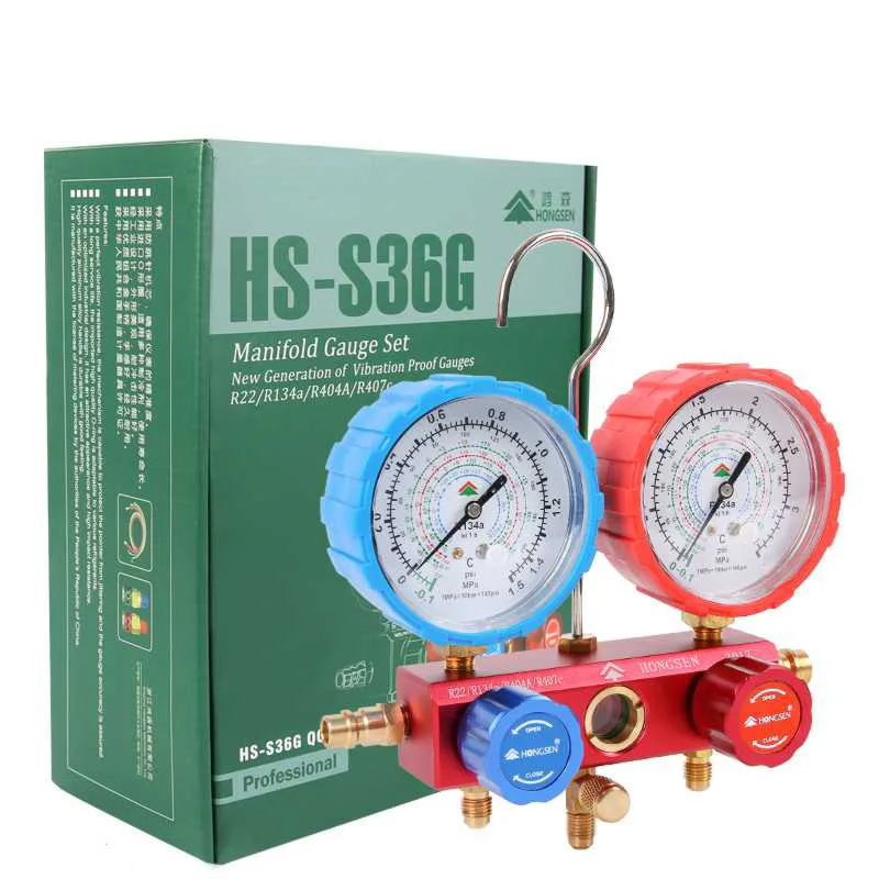 Car AC Airconditioning Conditioner Freon R134A Refrigerant Pressure Gauge Diagnostic Manifold Gauge Tester HS-S36G
Car AC Airconditioning Conditioner Freon R134A Refrigerant Pressure Gauge Diagnostic Manifold Gauge Tester HS-S36G
