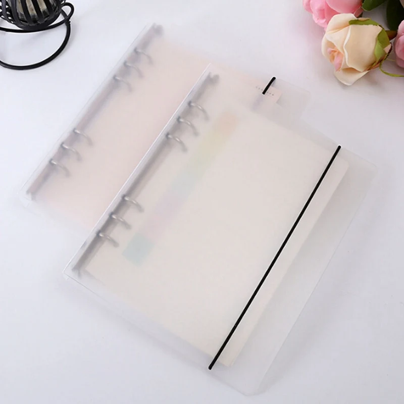 

A6/A7 Notebook Cover Matte Translucent Loose-leaf Business Office Standard PP 6-hole Ring Binder School Supplies