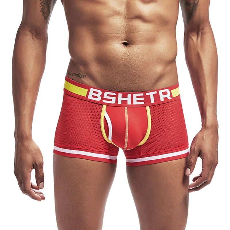 

BSHETR Brand New Mesh U Pouch Boxer Men Underwear Sexy Underpants Cueca Cotton Pants Trunks Boxer shorts Male Panties