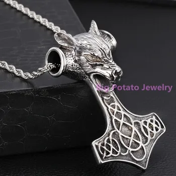 Heavy 316L Stainless Steel Silver Black Color Wolf Thor's Hammer Cool Men's Biker Pendant Necklace Free 60CM Chain
Heavy 316L Stainless Steel Silver Black Color Wolf Thor's Hammer Cool Men's Biker Pendant Necklace Free 60CM Chain