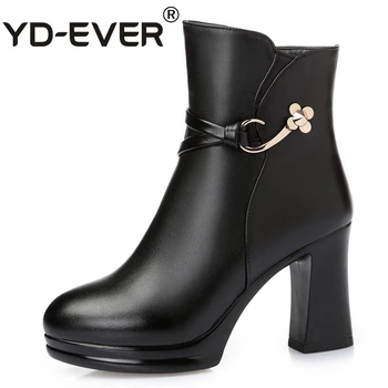 YD-EVER Genuine Leather Women Ankle Boots Thick high Heels Platform Boots Winter Autumn Boots Warm wool Fur snow boots flower
YD-EVER Genuine Leather Women Ankle Boots Thick high Heels Platform Boots Winter Autumn Boots Warm wool Fur snow boots flower