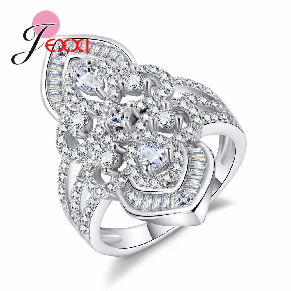 Luxury White Crystal Jewelry Women 925 Sterling Silver Needle Flower Ring Big Sale Wedding Bridal Jewellery for Women Lover
Luxury White Crystal Jewelry Women 925 Sterling Silver Needle Flower Ring Big Sale Wedding Bridal Jewellery for Women Lover