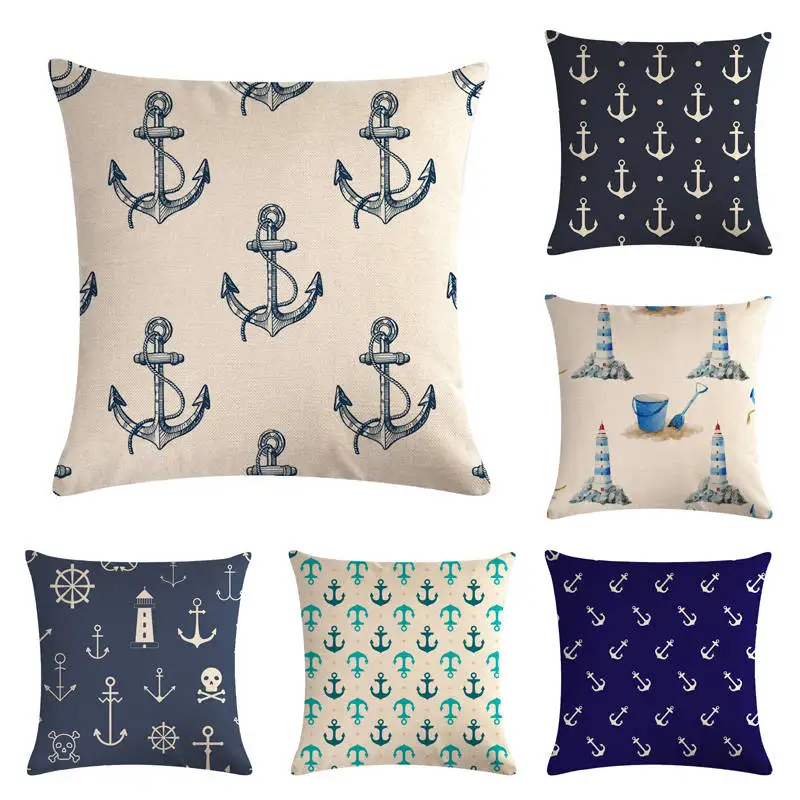 Sea Blue Lighthouse Printed Cushion Cover Anchor Pattern Marine Ship Throw Pillow Case Decorative Pillowcase Cojines Almofadas
Sea Blue Lighthouse Printed Cushion Cover Anchor Pattern Marine Ship Throw Pillow Case Decorative Pillowcase Cojines Almofadas