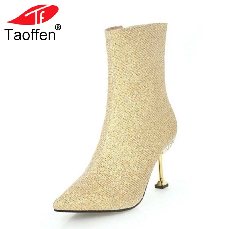 TAOFFEN Size 32-43 Winter Boots Women High Heel Boots Warm Mid Calf Plush Fur Shoes Woman Bling Shine Zip Sexy Ladies Shoes
TAOFFEN Size 32-43 Winter Boots Women High Heel Boots Warm Mid Calf Plush Fur Shoes Woman Bling Shine Zip Sexy Ladies Shoes