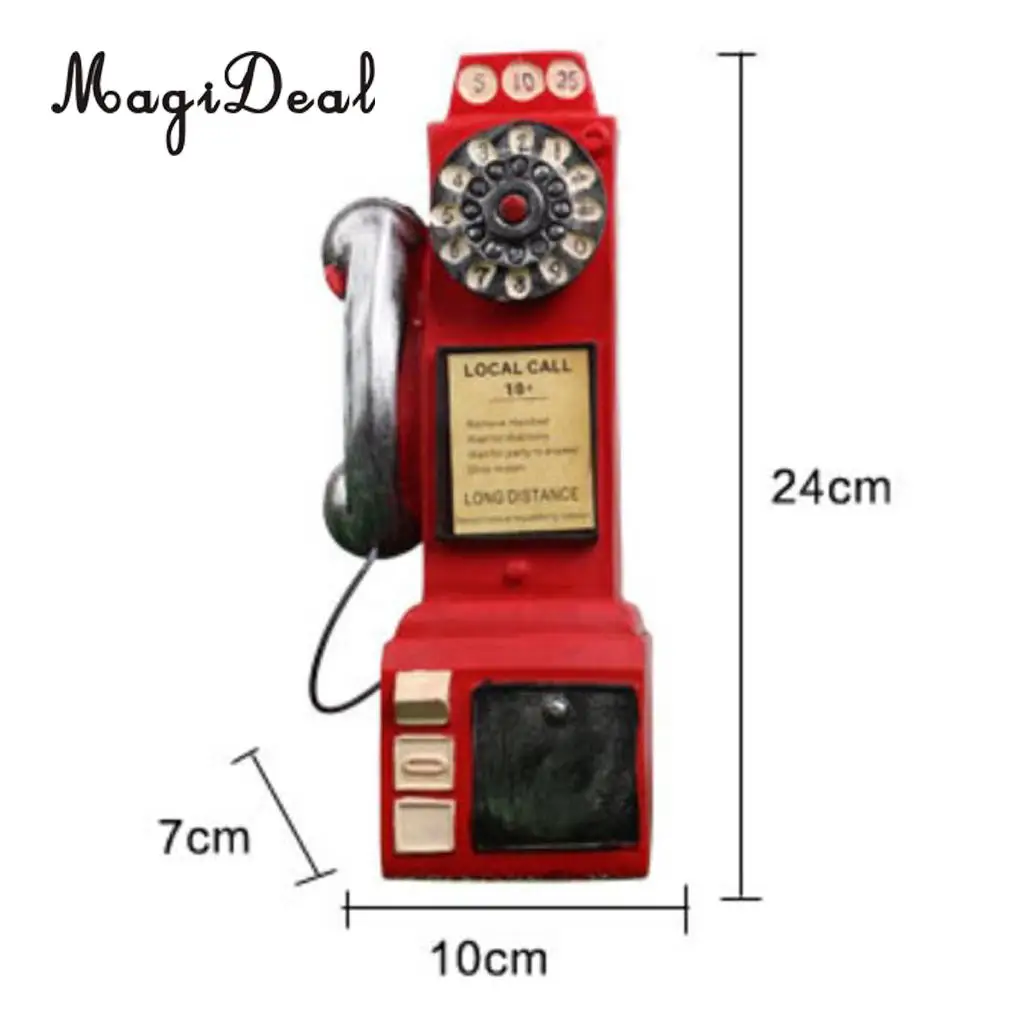 Vintage Rotary Phone Piggy Bank Home Office Desk Display Resin Crafts Tabletop Centerpieces Collectible Figurines Ornaments Gift