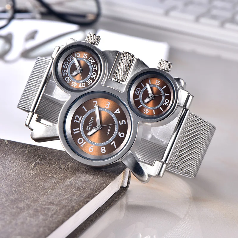 Oulm HT1167 мужские часы Топ бренд роскошные военные уличные наручные 3 часовых зоны