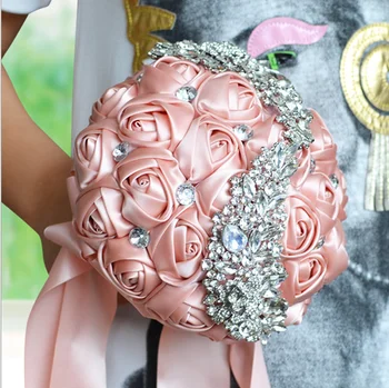 Bling Bling Crystal Adorned Handmade Satin Rose Bridal Bouquets Wedding Bridesmaids Handholds Customized Bouquet 2019
Bling Bling Crystal Adorned Handmade Satin Rose Bridal Bouquets Wedding Bridesmaids Handholds Customized Bouquet 2019
