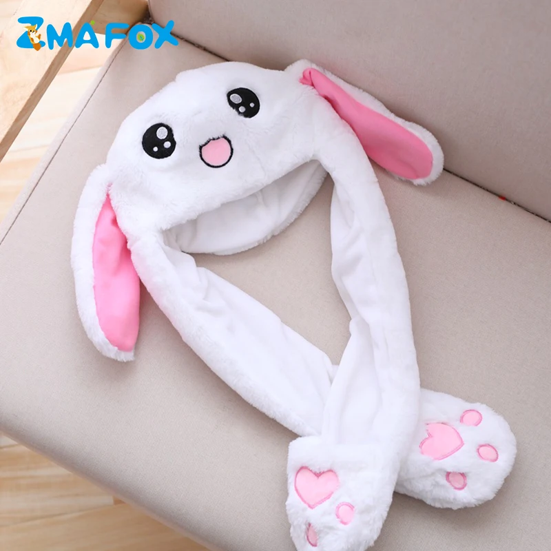 

Ins movable rabbit ears hat moving ears Webcast Celeb women plush beanie airbag caps sweet cute kids girls pinching bunny hats