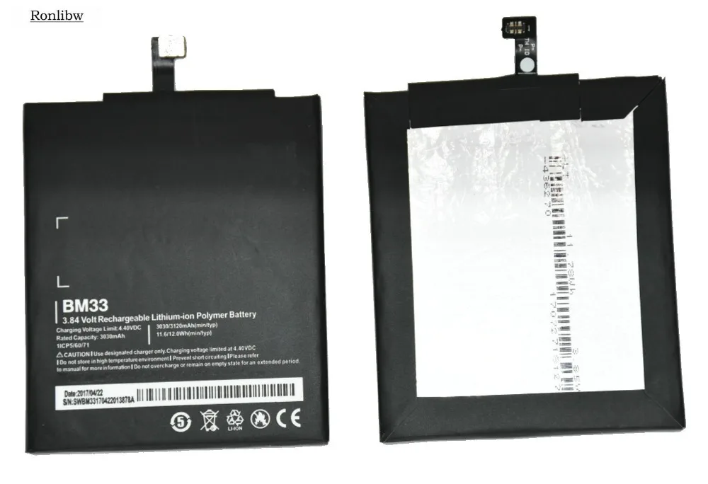 Ronlibw 3030mAh 11.6Wh BM33 BM 33 3.84VDC Phone Replacement Li-Polymer Battery For Xiaomi Mi4i Mi 4i M4i batteries
Ronlibw 3030mAh 11.6Wh BM33 BM 33 3.84VDC Phone Replacement Li-Polymer Battery For Xiaomi Mi4i Mi 4i M4i batteries