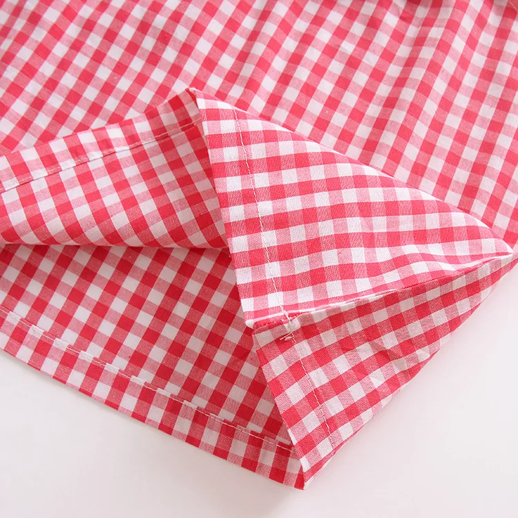 CieiK Summer Baby Girl Clothes Red Plaid Top + Blue Skirt Set Newborn Ruffles Short Sleeves 2PCS Toddler Kids Clothing Set (4)